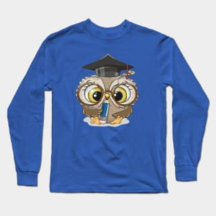 Cute Clever owl with pencil and in graduation cap Long Sleeve T-Shirt